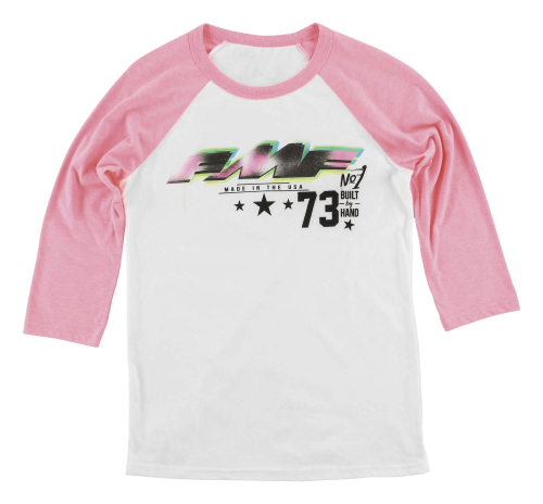 FMF Racing - FMF Racing Number 1 Raglan Womens 3/4 Sleeve T-Shirt - FA6419900-WPK-LG - Pink/White - Large