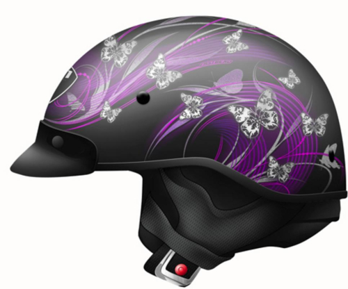 Zoan - Zoan Route 66 Butterfly Graphics Helmet - 031-212 - Matte Black/Purple - 2XS