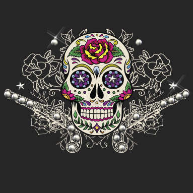 Hair Glove - Hair Glove EZ Bands - Sugar Skull Guns & Studs - 50057