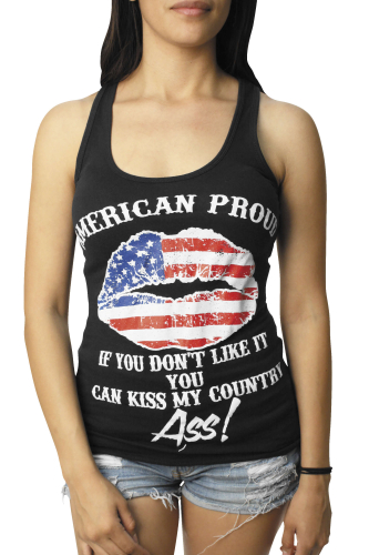 Outlaw Threadz - Outlaw Threadz American Proud Womens Tank Top - WTT14-W2XL - Black - 2XL