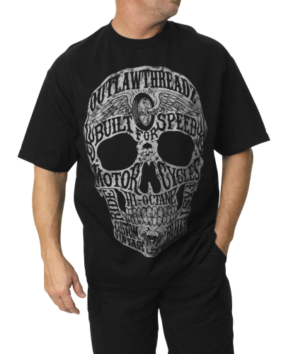 Outlaw Threadz - Outlaw Threadz Moto Skull T-Shirt - MT102-2XL - Black - 2XL
