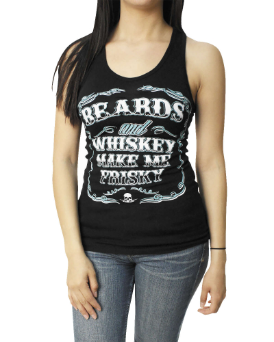 Outlaw Threadz - Outlaw Threadz Beards and Whiskey Womens Tank Top - WTT16-W2XL - Black - 2XL