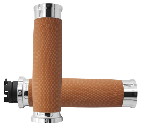 Avon Grips - Avon Grips Custom Contour Grips - Chrome/Tan - MT-IN-CC-85-TAN