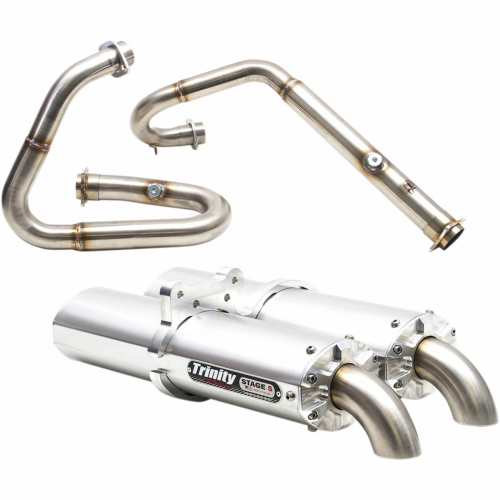 Trinity Racing - Trinity Racing Stage 4 Dual Exhaust System - Brushed Muffler - TR4101D
