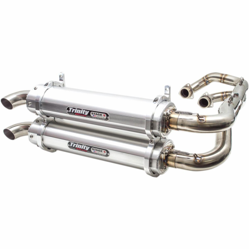 Trinity Racing - Trinity Racing Stage 5 Dual Exhaust System - Brushed Muffler - TR4120D