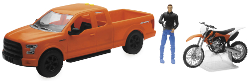 New Ray Toys - New Ray Toys 1:14 Scale Orange F-150 Truck with KTM 350 SX-F Motorcycle - 02216C