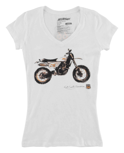 FMF Racing - FMF Racing Kurt Caselli Sandstorm Sporty Womens V-Neck T-Shirt - FA6418903-WHT-LG - White - Large