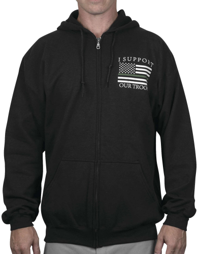 Outlaw Threadz - Outlaw Threadz Thin Green Line Hoody - MZ21-XL - Black - X-Large