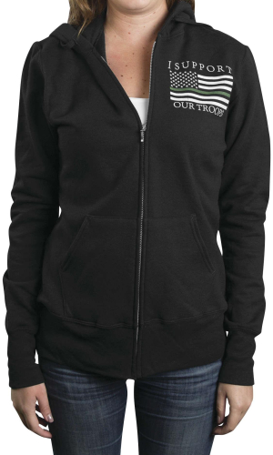 Outlaw Threadz - Outlaw Threadz Thin Green Line Womens Hoody - GZ15-WMD - Black - Medium