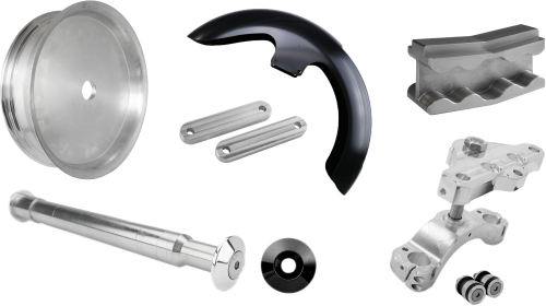 Bagger Nation - Bagger Nation Front End Kit with Smooth Yaxle Caps - Black - PYO:SRT-WPS-14L-SM-B