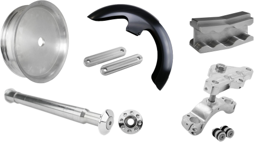 Bagger Nation - Bagger Nation Front End Kit with Domino Yaxle Caps - Chrome - PYO:SRT-WPS-14L-DM-C