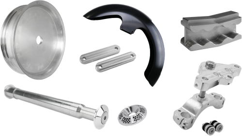 Bagger Nation - Bagger Nation Front End Kit with Speed Freak Yaxle Caps - Chrome - PYO:SRT-WPS-14L-SF-C