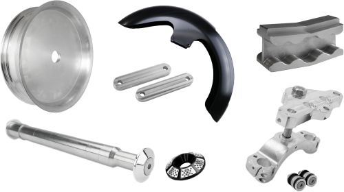 Bagger Nation - Bagger Nation Front End Kit with Speed Freak Yaxle Caps - Black - PYO:SRT-WPS-14L-SF-B