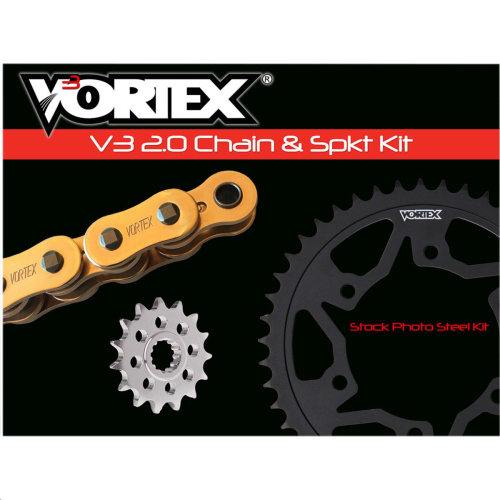Vortex - Vortex HFRS Hyper Fast 520 Street Conversion Chain and Sprocket Kit - Gold - CKG5419