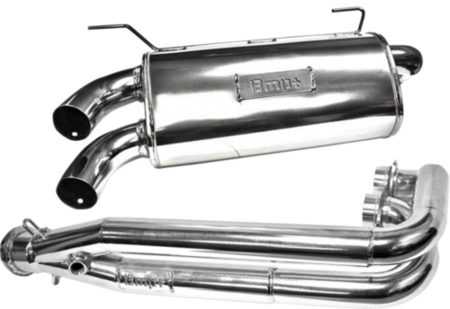 BikeMan Performance - BikeMan Performance Double Barrel 2-Into-1 Full System - Ceramic Chrome - 08-306-C