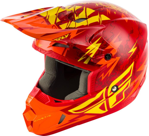 Fly Racing - Fly Racing Kinetic Shocked Youth Helmet - 73-3457-1 - Red/Yellow - Small