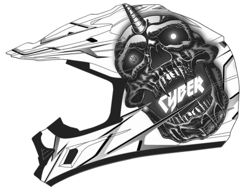 Cyber Helmets - Cyber Helmets UX-24 Skull Helmet - UX24-9-WHTBK-2XL - White/Black - 2XL