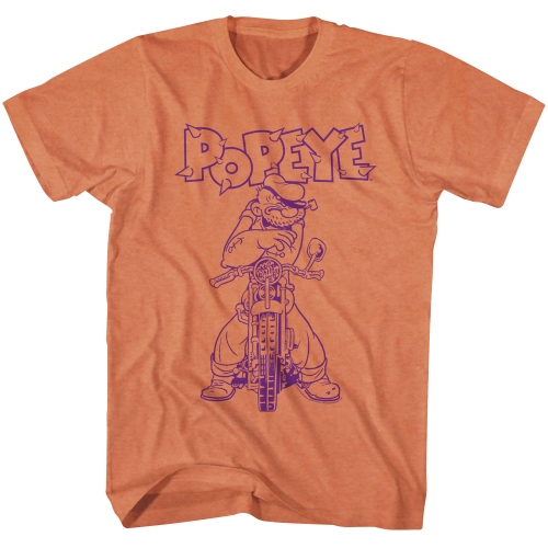 Evel Knievel - Evel Knievel Popeye Bike T-Shirt - POP5172L - Orange - Large