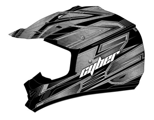 Cyber Helmets - Cyber Helmets UX-24 Bandit Helmet - UX24-8-SILBK-LG - Silver/Black - Large