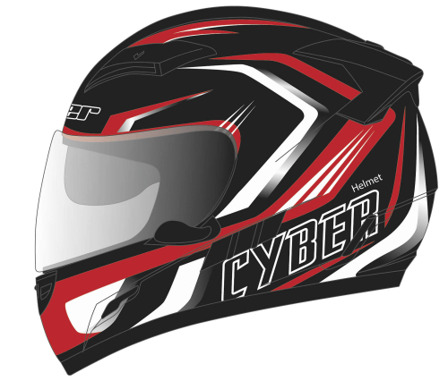 Cyber Helmets - Cyber Helmets US-80 Boomerang Helmet - US80-9-BKRED-LG - Black/Red - Large