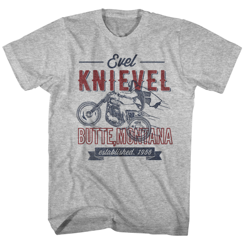 Evel Knievel - Evel Knievel Evel Butte T-Shirt - EK5124S - Gray - Small