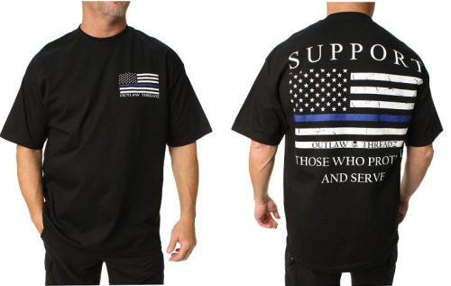 Outlaw Threadz - Outlaw Threadz Thin Blue Line T-Shirt - MT125-2XL - Black - 2XL