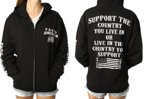 Outlaw Threadz - Outlaw Threadz Support Womens Zip Hoody - GZ10-W2XL - Black - 2XL