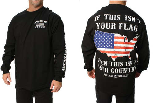 Outlaw Threadz - Outlaw Threadz American Honor Long Sleeve T-Shirt - MLS17-2XL - Black - 2XL