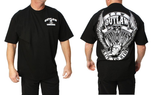 Outlaw Threadz - Outlaw Threadz Live to Ride T-Shirt - MT117-2XL - Black - 2XL