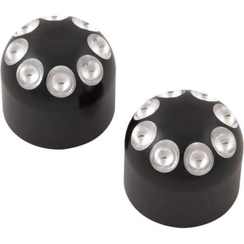 Kens Factory - Kens Factory Front Axle Nut Covers - Black/Machined - 20-002