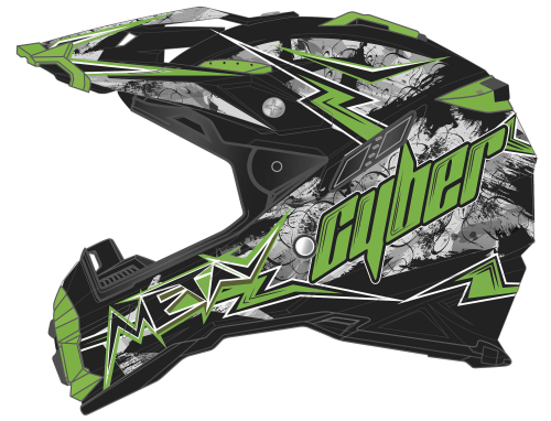 Cyber Helmets - Cyber Helmets UX-28 Lightning Helmet - UX28-4-BKGRN-2XL - Black/Green - 2XL