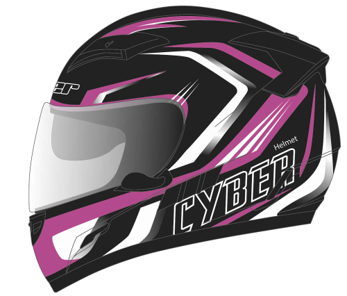 Cyber Helmets - Cyber Helmets US-80 Boomerang Helmet - US80-9-BKPNK-MD - Black/Pink - Medium