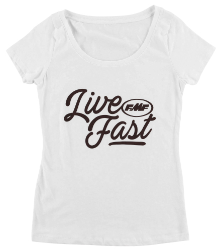 FMF Racing - FMF Racing Live Fast Womens Scoop T-Shirt - HO7418902-WHT-WSM - White - Small