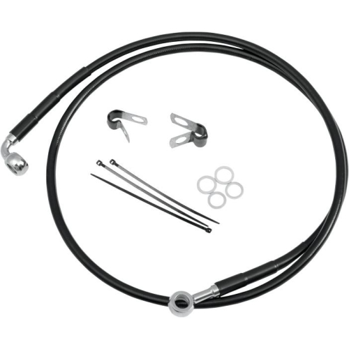 Drag Specialties - Drag Specialties Extended Stainless Steel Front Brake Line Kit - Black Vinyl Coated - 48 3/4in. - 680210-4BLK