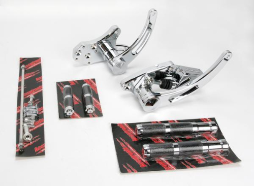 Accutronix - Accutronix Forward Controls with Master Cylinder - Slotted with Rubber Pegs - Chrome - FC103-SSRC