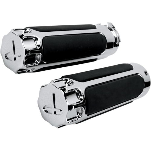Drag Specialties - Drag Specialties Custom Grips - Chrome with Smooth Rubber Inserts - H17-05A8C