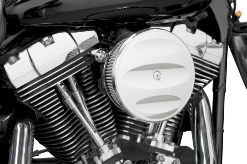 Arlen Ness - Arlen Ness Billet Sucker Stage II Air Filter Kit with Billet Cover - Scalloped Chrome - Red Filter - 18-807