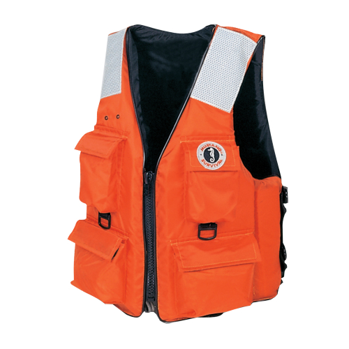 Mustang Survival - Mustang 4-Pocket Vest w/SOLAS Reflective Tape - 3XL/7XL - Orange