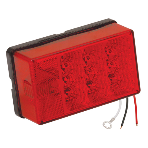 Wesbar - Wesbar 4" x 6" Waterproof LED 8-Function, Left/Roadside w/3 Wire 90 deg Pigtail Trailer Light