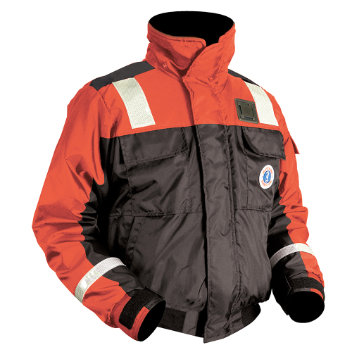 Mustang Survival - Mustang Classic Bomber Jacket w/SOLAS Tape - Small - Orange/Black