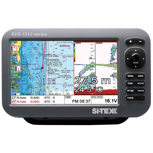 SI-TEX - SI-TEX SVS-1010CF 10" Chartplotter/Sounder Combo w/Internal GPS Antenna & Navionics+ Card