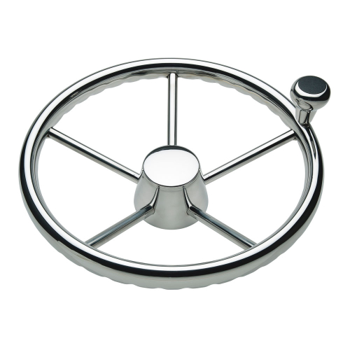 Schmitt & Ongaro Marine - Schmitt &amp; Ongaro 170 13.5" Stainless 5-Spoke Destroyer Wheel w/ Stainless Cap and FingerGrip Rim - Fits 3/4" Tapered Shaft Helm