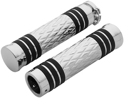 Arlen Ness - Arlen Ness Billet Grips - Diamond Flatband - Chrome - M-1002