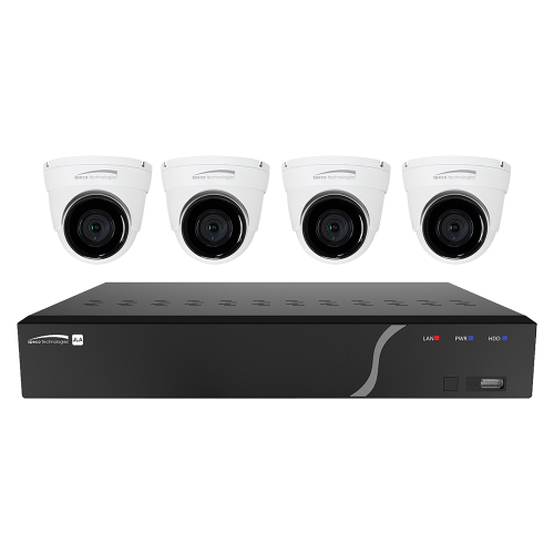 Speco Tech - Speco 4 Channel NVR Kit w/4 Outdoor IR 5MP IP Cameras 2.8mm Fixed Lens - 1TB