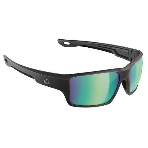 H2Optix - H2Optix Ashore Sunglasses Matt Black, Brown Green Flash Mirror Lens Cat. 3 - AntiSalt Coating w/Floatable Cord