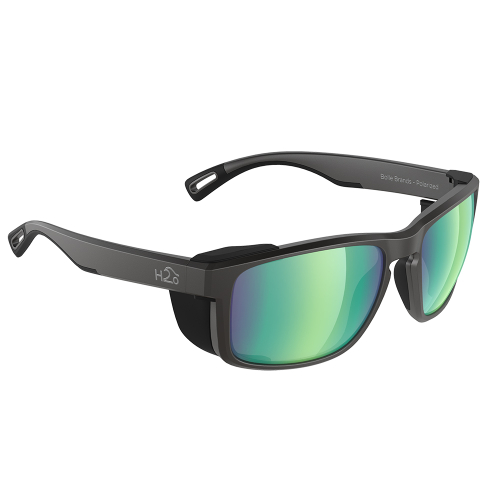 H2Optix - H2Optix Reef Sunglasses Matt Black, Brown Green Flash Mirror Lens Cat. 3 - AntiSalt Coating w/Floatable Cord