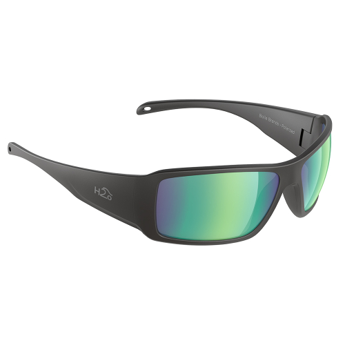 H2Optix - H2Optix Stream Sunglasses Matt Black, Brown Green Flash Mirror Lens Cat.3 - AntiSalt Coating w/Floatable Cord