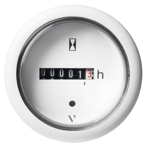 Veratron - Veratron 52mm (2-1/16") ViewLine Mechanical Hourmeter 0 to 99999.9 Hours - White Dial &amp; Round Bezel
