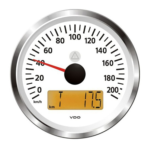 Veratron - Veratron 3-3/8" (85mm) ViewLine Speedometer - 0 to 200 KMH - 12/24V - White Dial &amp; Triangular Bezel