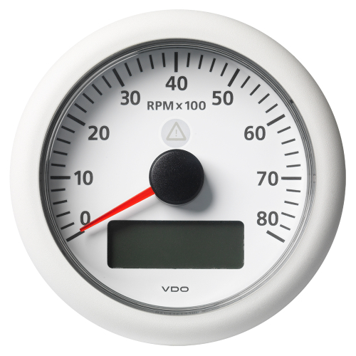 Veratron - Veratron 3-3/8" (85MM) ViewLine Tachometer w/Multi-Function Display - 0 to 8000 RPM - White Dial &amp; Bezel